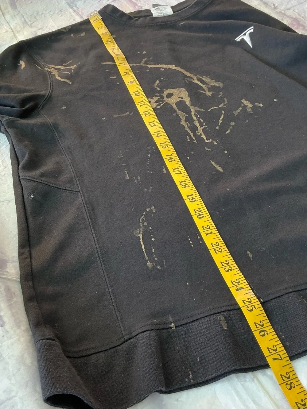 Tesla Mens Crewneck Sweater Black Distressed Size Extra Large